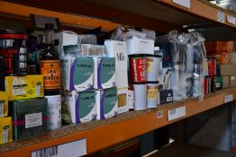 Shelf of Assorted Foods and Drinks to include Coff