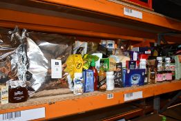 Shelf of Assorted Foods and Drinks to include Coff