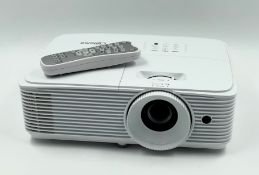 A pre-owned Optoma HD27E DLP projector with remote, power cable and VGA cable (Boxed)(P/N: E1P0A0UWE