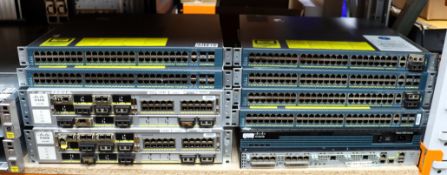 A quantity of pre-owned Cisco Networking items.