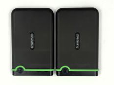 Two pre-owned Transcend Slim StoreJet Grey 2TB 2.5inch External Hard Drives (P/N: TS2TSJ25M3S)