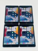Four pre-owned Apple iPad mini 4 (Wi-Fi/A1538) 128GB in Space Grey (iCloud lock clear. 1 x damaged s