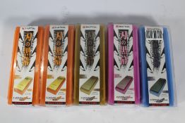 Five Shapton Kuromaku Sharpening Stones to Include 1x K0709 Blue-Black 320, 2x K0702 Orange 1000, 1x