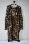 An as new Luisa Cerano Leopard Silk Chiffon Dress Brown, Size 42, 728159/2492.