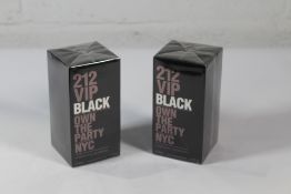 Two Carolina Herrera 212 VIP Black Own The Party NYC Eau De Parfum For Men 2 X 50ml.