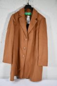 An as new United Colors of Beneton Modivo brown wool coat (Size UK 14).