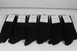Six x 3-packs of Calvin Klein Black Socks, Men's, Size 6 x 6-8.