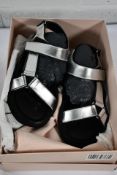 A pair of Christopher Kane silver strap sandals (Size 37) (Outer box damaged).