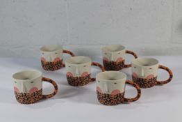 Six Charming Jotim Tikkon Face Design Leopard Print Microwave and Dishwasher Safe Mugs.