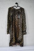 An as new Luisa Cerano Leopard Silk Chiffon Dress Brown, Size 36, 728159/2492.