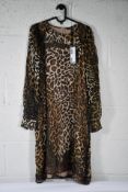An as new Luisa Cerano Leopard Silk Chiffon Dress Brown, Size 40, 728159/2492.