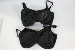 Two as new Prima Donna black satin underwired bras (2 x UK 34 I).