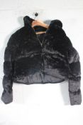 Pretty Little Thing Faux Fur Puffer - Black (UK 10).