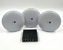 Three pre-owned BT Whole Home Wi-Fi Extender Discs and a pre-owned TP-Link 5-Port Switch (Power supp