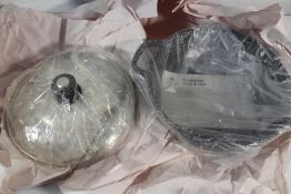 Folio Round Induction Buffet Pot W/Tempered Glass Lid - 14.75 x 11.75 x 3.25 (4qt).