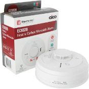 Four AICO Ei3028 Mains Interlinked Heat & Carbon Monoxide Alarms (Stock image).