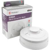 Four AICO Ei3024 Mains Interlinked Multi-Sensor Fire Alarms (Stock image).