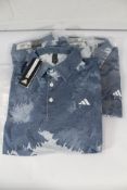 Four Adidas Flower Mesh Golf Polo Shirts - White/Collegiate Navy, Men's (UK M, L x 2 and XL).
