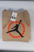Nike Jordan Flight MVP Graphic Fleece Pullover Hoodie in Desert, Size L.
