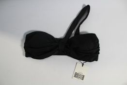 Onia Lauren One-Shoulder Bikini Top in Black, Size L.