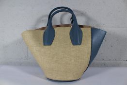 L'Autre Chose Shopping Rafia Bag in Natural/Blue.