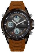Martyn Line 2958 Brown Multi-Function Rubber Watch (Stock Image).