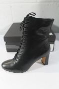 Boxed Lenore Heeled Leather Ankle Boots - Black (UK 6, some damage to box).