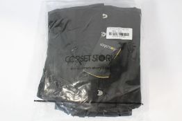 Corset Story Underbust with Contrast Brocade Hip Panel and Curved Hem in Black, Size W32.