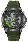 Martyn Line 3025 Green Multi-Function Rubber Watch (Stock image).