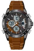 Martyn Line 3025 Brown Multi-Function Rubber Watch (Stock Image).