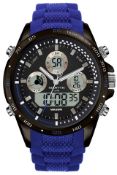 Martyn Line 2919B Blue Multi-Function Rubber Watch (Stock Image).