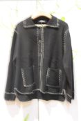Lisa Yang Bily Black Cardigan with Cream Contrast Stitching 100% Cashmere Size 1.