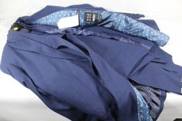 Three Derman Navy Patterned Fabric Luxury 3-piece Suits (RMZ) (Jacket 50R, waistcoat 50, trousers 44