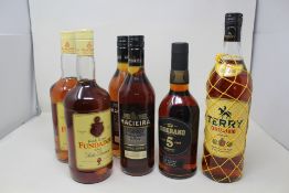 Two Fundador Solera Reserva Sherry Cask Brandy de Jerez (36%, 1L), Two Macieira 