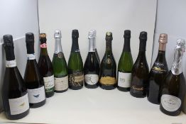 Twelve Assorted Sparkling White Wines/Champagnes and related to include Col di Rocca Prosecco Conegl