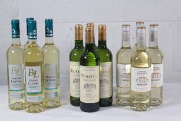 Twelve assorted Bordeaux White Wines to include BL Baron De Lestac 2022, Blaissac 2022, Maison Caste