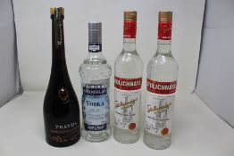 Two Stolichnaya Vodka (40%), One Stanislav Premium Vodka (40%) and One Pravda Espresso Flavoured Vod