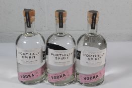 Three Porthilly Spirit Vodka Small Batch Edition 3 X 700ml.