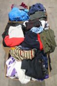 Five boxes full of assorted pre-owned clothing to include Ellesse, Dickies and Puma.