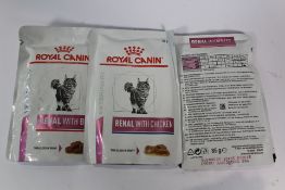Approximately 170 Packs of Royal Canin Renal Cat Food 85g - Fish, Chicken and Beef (All best before