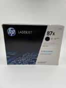 An HP 87X CF287X High Capacity Black Toner Cartridge (Boxes sealed).