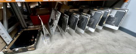 Nine pre-owned Apple iMac housings and a quantity of screen panels (All items sold as seen for part