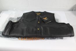 Two Leathrick London Classic Real Leather Waistcoat Vest. Black. Biker 1 x 4X-Large and 1 x 5X-Large