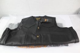 Two Leathrick London Classic Real Leather Waistcoat Vest. Black. Biker X-Large.