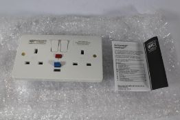 Ten MK K6231WHI RCD White Moulded Sentry Sockets 2 Gang 30mA - Active.
