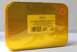 A Nipra 250g tin of Saffron Filaments Cat . I Quality packing year 2022 campaign 2021 - 2022 (BB 31/