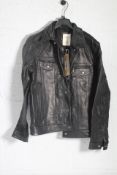 A men's pre-owned 7 For All Mankind Trucker Jacket - black leather (M).