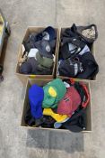 Three Boxes of Assorted Hats/Caps. All Pre-owned.