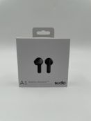 Five as new Sudio A1 Wireless Bluetooth Earbuds in Black (EAN: 7350071384930) (Box sealed).