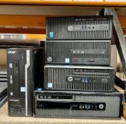 Five pre-owned tower PC's; 1 x HP ProDesk 400 G1 Sff (i3, 8GB, 256GB SSD, Win 10), 1 x HP 280 G2 SFF